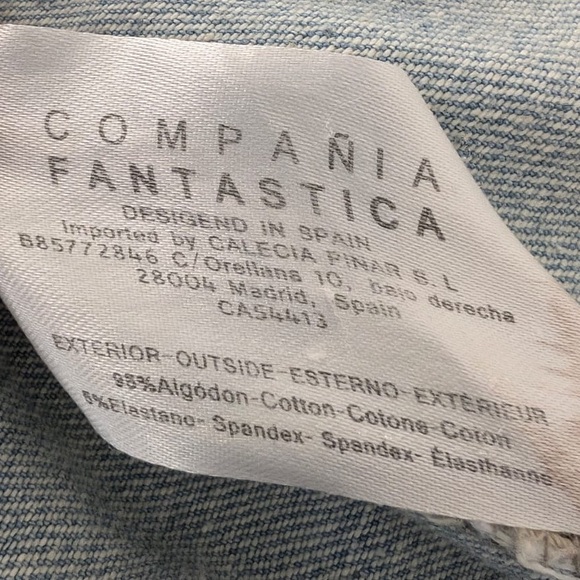 Compania Fantastica Blue Denim Jean Applique Jacket With Colorful Patchwork Sz M - Picture 15 of 16